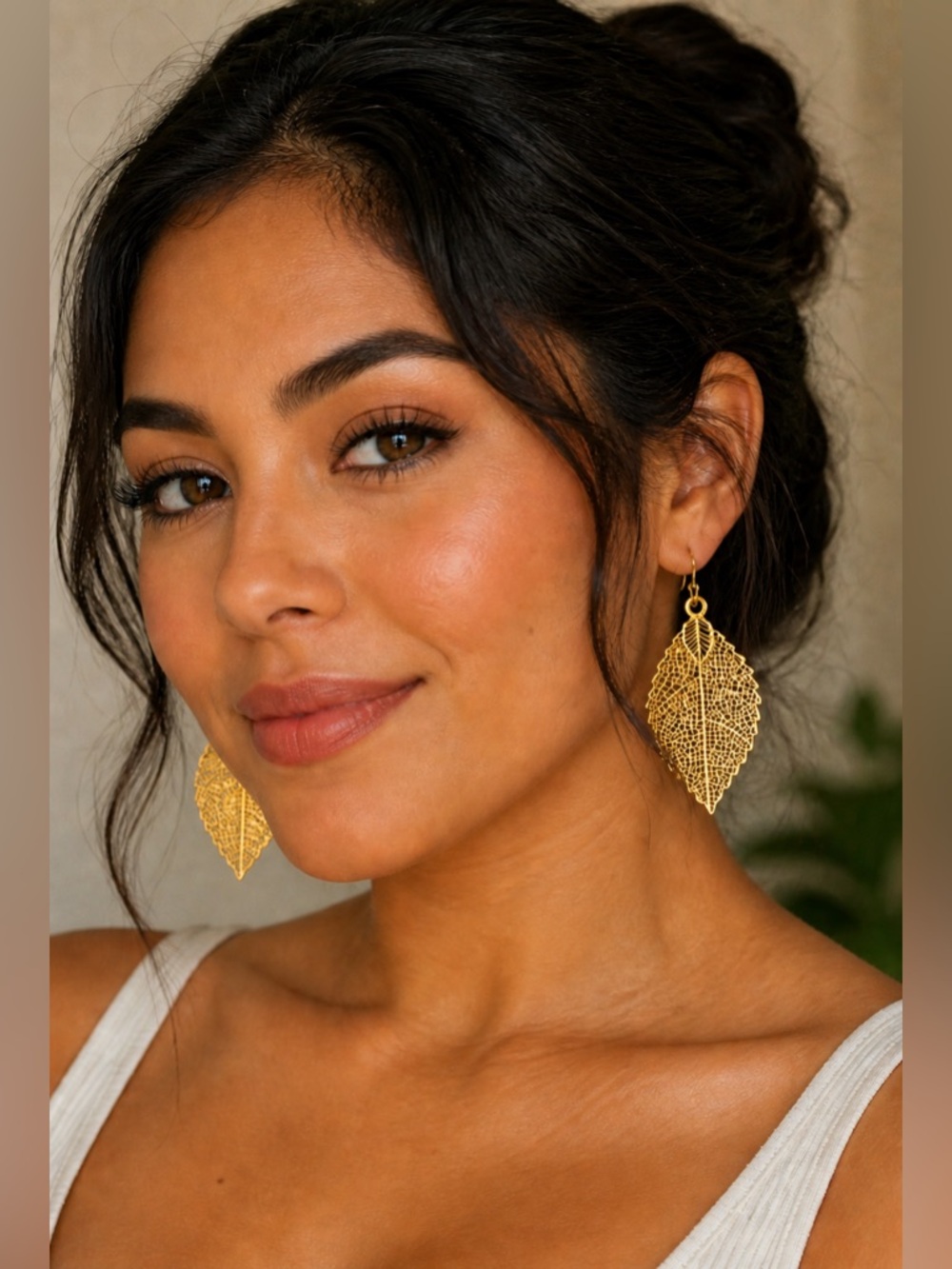 A New Day Gold Leaf Filigree Drop Earrings - NWT